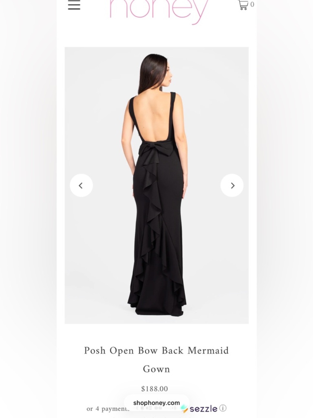 Posh Open Bow Back Mermaid Gown - Black